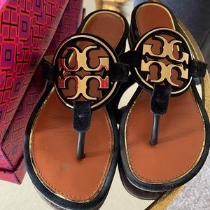 Tory Burch Suede Black Miller Sandals